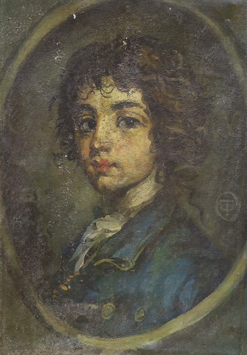 Thomas O'Donnell, oil on canvas, Portrait of an 18th century gentleman, monogrammed, 42 x 29cm